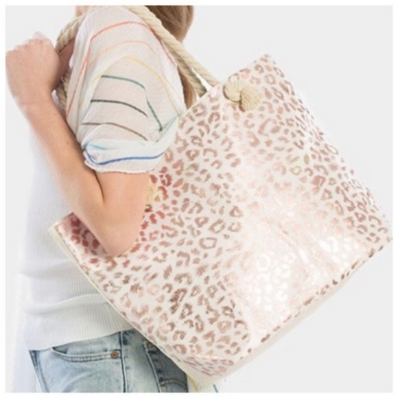 Handbags - Rose Gold Metallic Leopard Tote